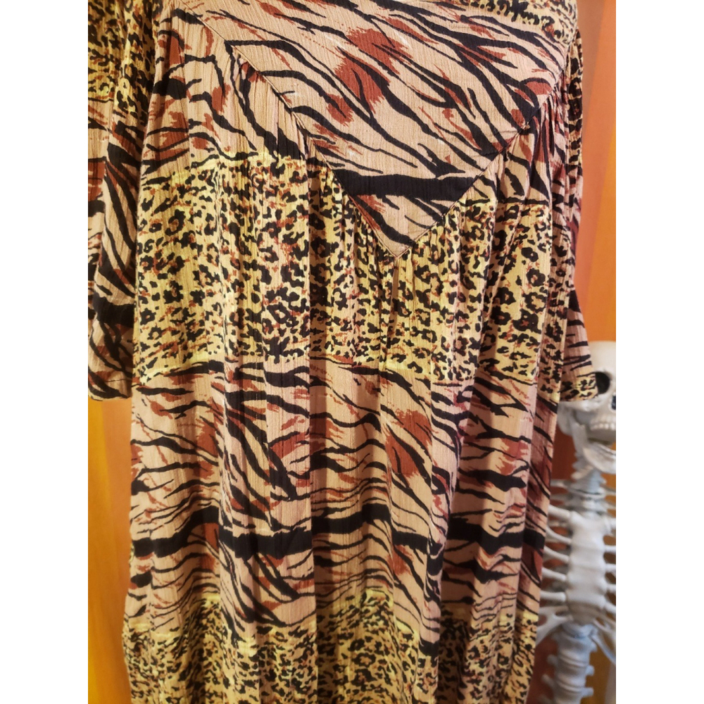 Vintage 80s 90s Animal Print Cheetah Leopard Tiger Zebra Housedress Plus Size - Picture 4 of 6